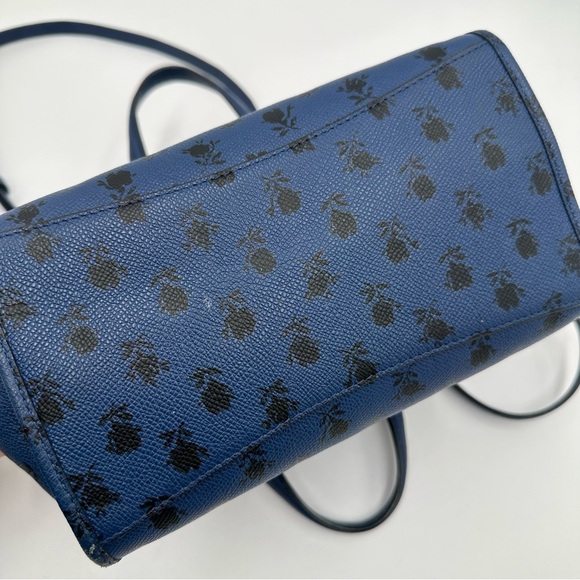 Coach Mini Crosby Carryall in Printed Crossgrain Leather 34774 Blue Black Flora - Picture 8 of 13